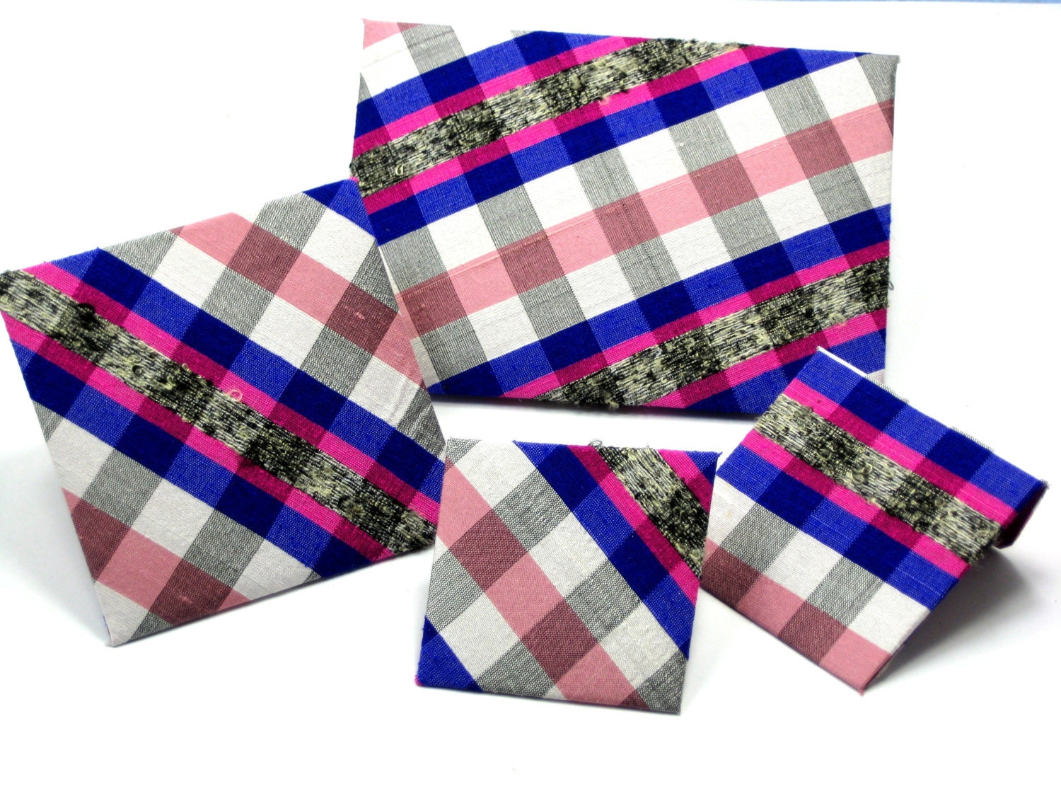 4 SPECIAL Purple, Pink, Blue Shantung Silk Fabric Envelope, UNIQUE Hand Crafted Indian Sari Fabric Envelopes, Lined With Purple Cardstock