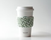 Crochet Coffee Cup Sleeve in Green Multi - READY TO SHIP -