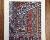Western Tribal Drawing - No.1 in Desert Rose Collection