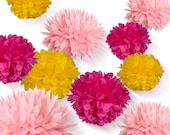 Pink Lemonade - Set of 12 Tissue paper pom poms - Parties/nursery/decorations/weddings/baptism