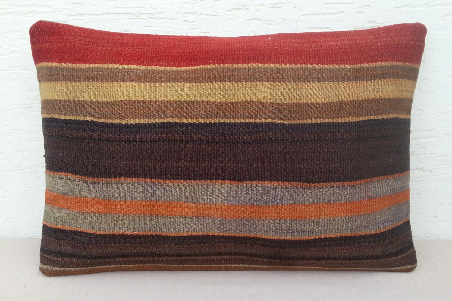 16"x24", Modern Bohemian Handwoven Striped Large Wool Turkish Kilim Pillow Cover  ,Decorative Throw Pillows,Bolster  Cushion,Lumbar Pillows.