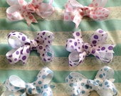 Set of 3 pigtail bows PINK, BLUE, PURPLE