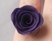Polymer Clay Jewelry, Deep Purple Rose Ring, Bridesmaid Gift, Wedding Accessories