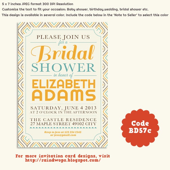 DIY Printable Invitation Card for Bridal Shower, Baby Shower, Wedding, Engagement Party, Birthday