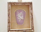 Lavender and White Shabby Chic Woman and Cherub / Angel Box Frame Wall Hanging with Look of Jasperware