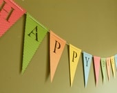 Happy Birthday Banner -Personalized Bunting (Sign, Flags, Pennants) in bold polka dots. Perfect for Party Decoration