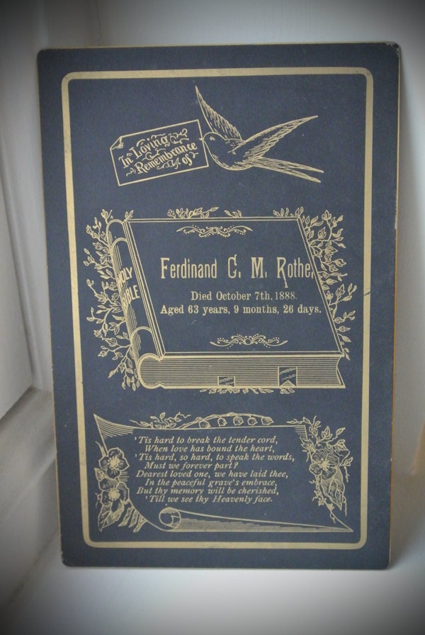 Real Victorian Memorial Card Died October 7th 1888 featured image