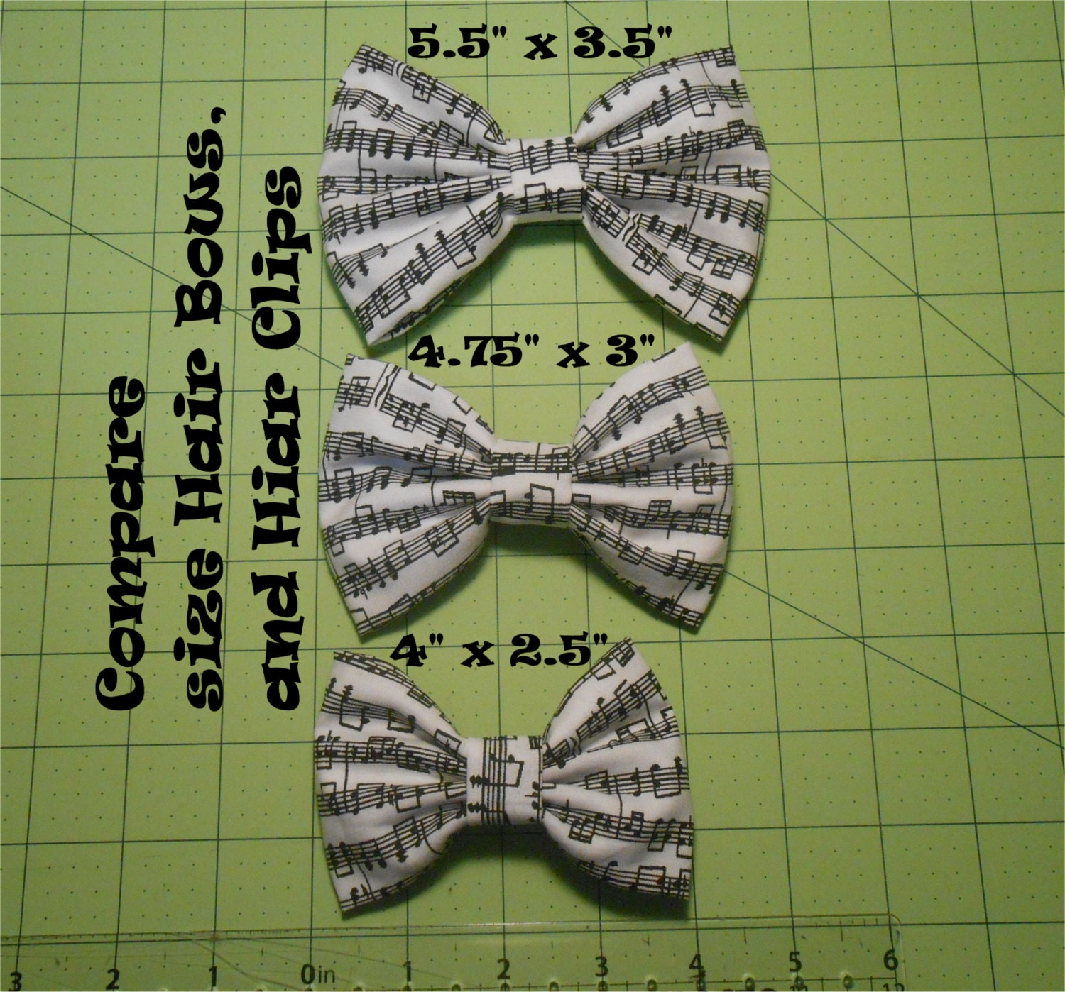 Compare Hair Bow Size and Hair Clips