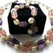 Amethyst & Pink Glass Beads and Pearls Vintage Necklace and Bracelet Set