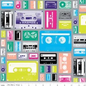 Cassettes in Grey from Geekly Chic  by Riley Blake- Fat Quarter