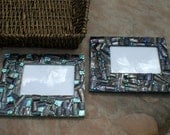 Seashell mosaic picture frames - housewarming gift - sea green or dark teal - unisex