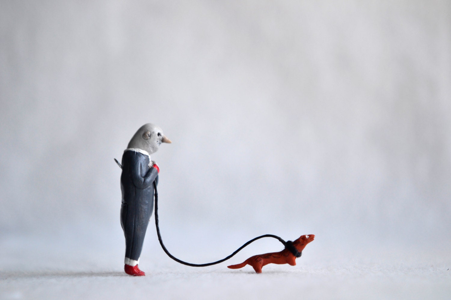 Miniture clay sculpture - Boris takes Randy for a walk. - Ghostpenny