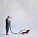 Miniture clay sculpture - Boris takes Randy for a walk.