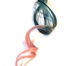 On sale // Teal with Peachy Pink Tips 18" long, 1" wide. TWO PIECES