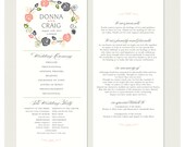 VINTAGE RUSTIC WEDDING Ceremony Program - Monogram Floral Wreath