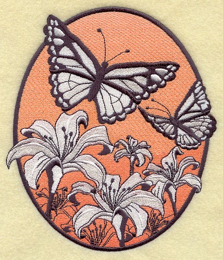 Spring Butterfly Oval - Embroidered Decorative Linen Kitchen Towel or Absorbent White Cotton Flour Sack Towel