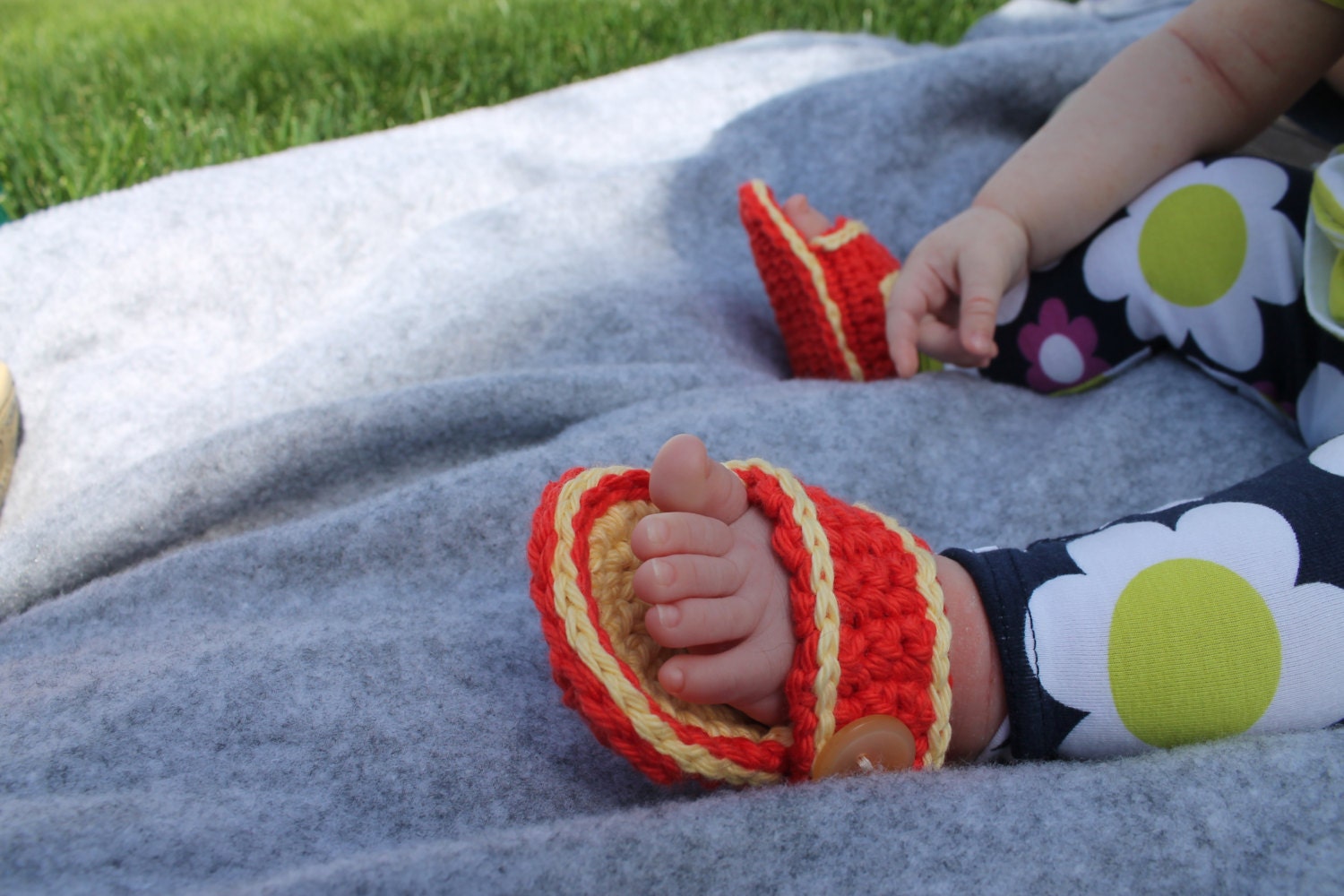 Baby Cotton Strap Sandals Summer Fashion Baby Photo Props Baby Shower Gift - sunshineknitandsew