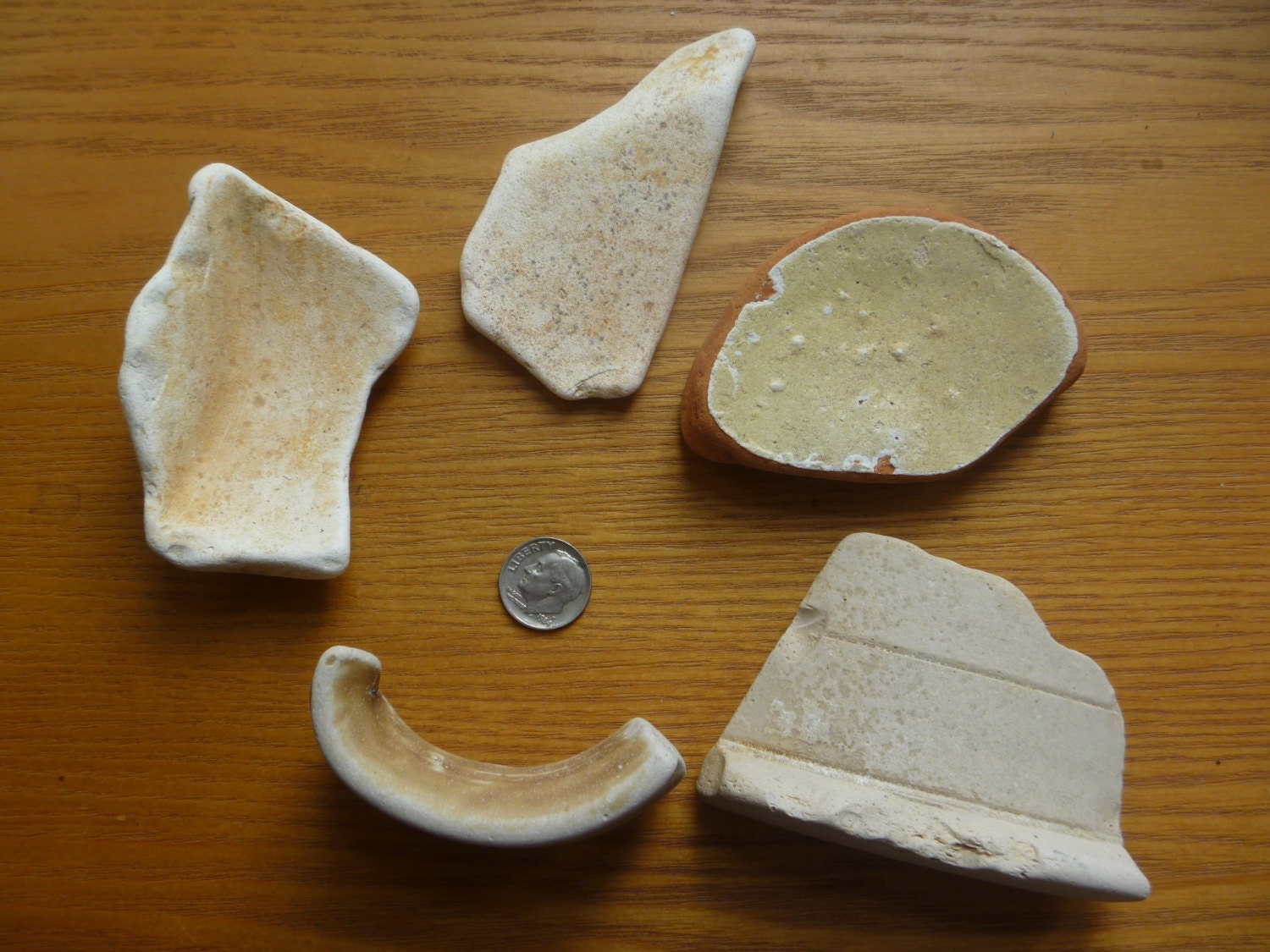 Sea pottery shards, 5 interesting shapes, terracotta and earth tones