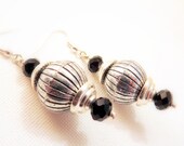 Sophisticated SALE pierced dangle earrings black silver modern crystal metal sleek handmade jewelry tagt tenx ldteam