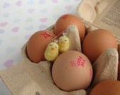 Felted Chick Earrings Yellow Fuzzy Easter Spring Chicken Jewelry Accessories