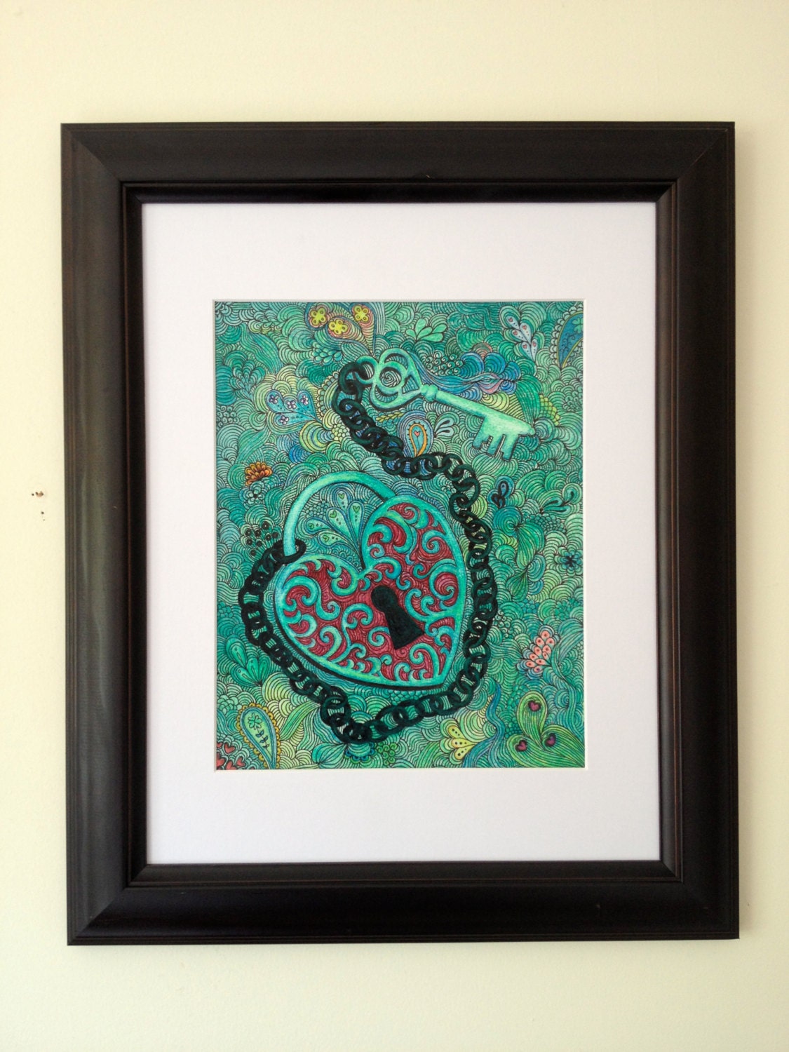 Heart Padlock - This is NOT a print. Original illustration, watercolor