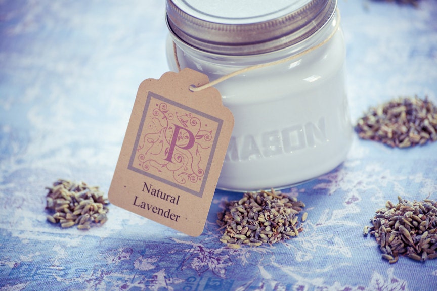 Natural Lavender Scented Soy Candle in 8oz Mason Jar