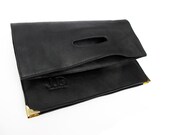 Leather hand bag, Clutch, Black color, JUD Hand made, Premium , Hipster ,leptop, Luxury Bag - JUDtlv