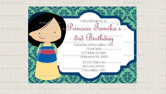 Printed Oriental Princess Personalised Invitations Il_570xn