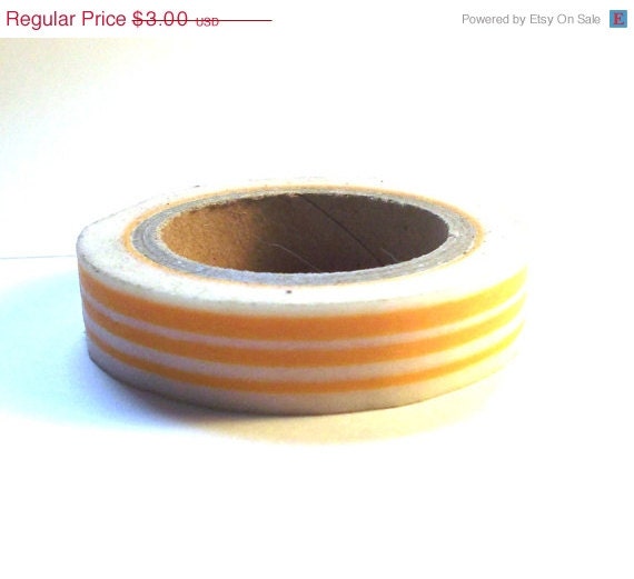 SALE Skinny White & Yellow Stripes Washi Tape