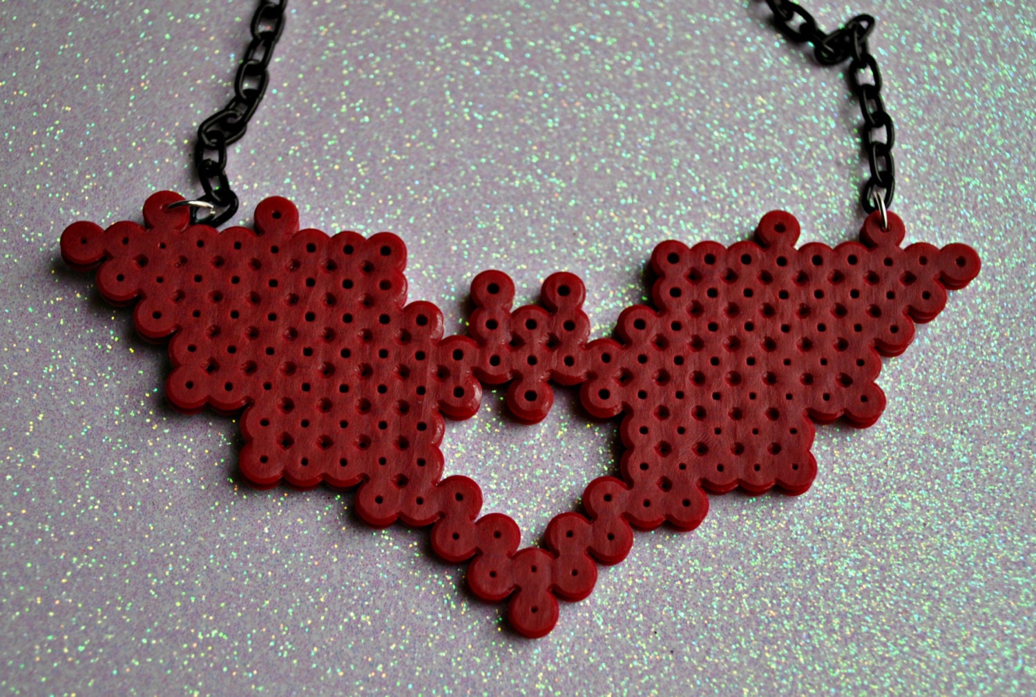 Perler Bead Goth Bat Necklace