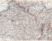 1898 France - Northeastern Region with the La Manche or English Channel in the 19th Century - Boulogne, Reims, Rouen, Paris etc. Antique Map