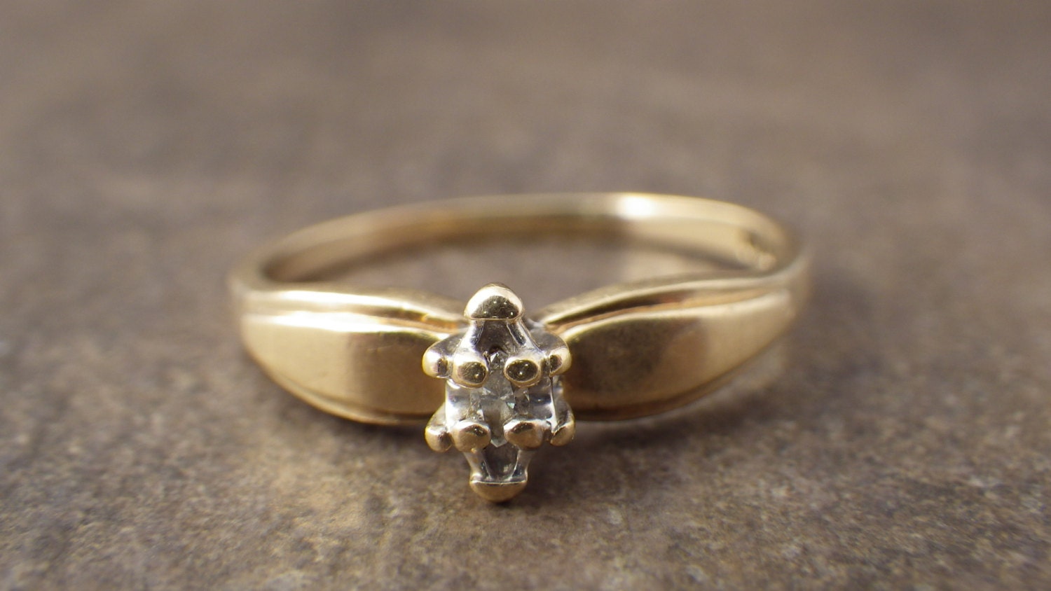 Marquise Solitaire Diamond Engagement Ring, Stacking - Size 8 -Yellow Gold - Promise Ring