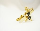 Vintage Gambler Cowboy Tie Clip Enamel Dice 7 Casino Las Vegas Fathers Day