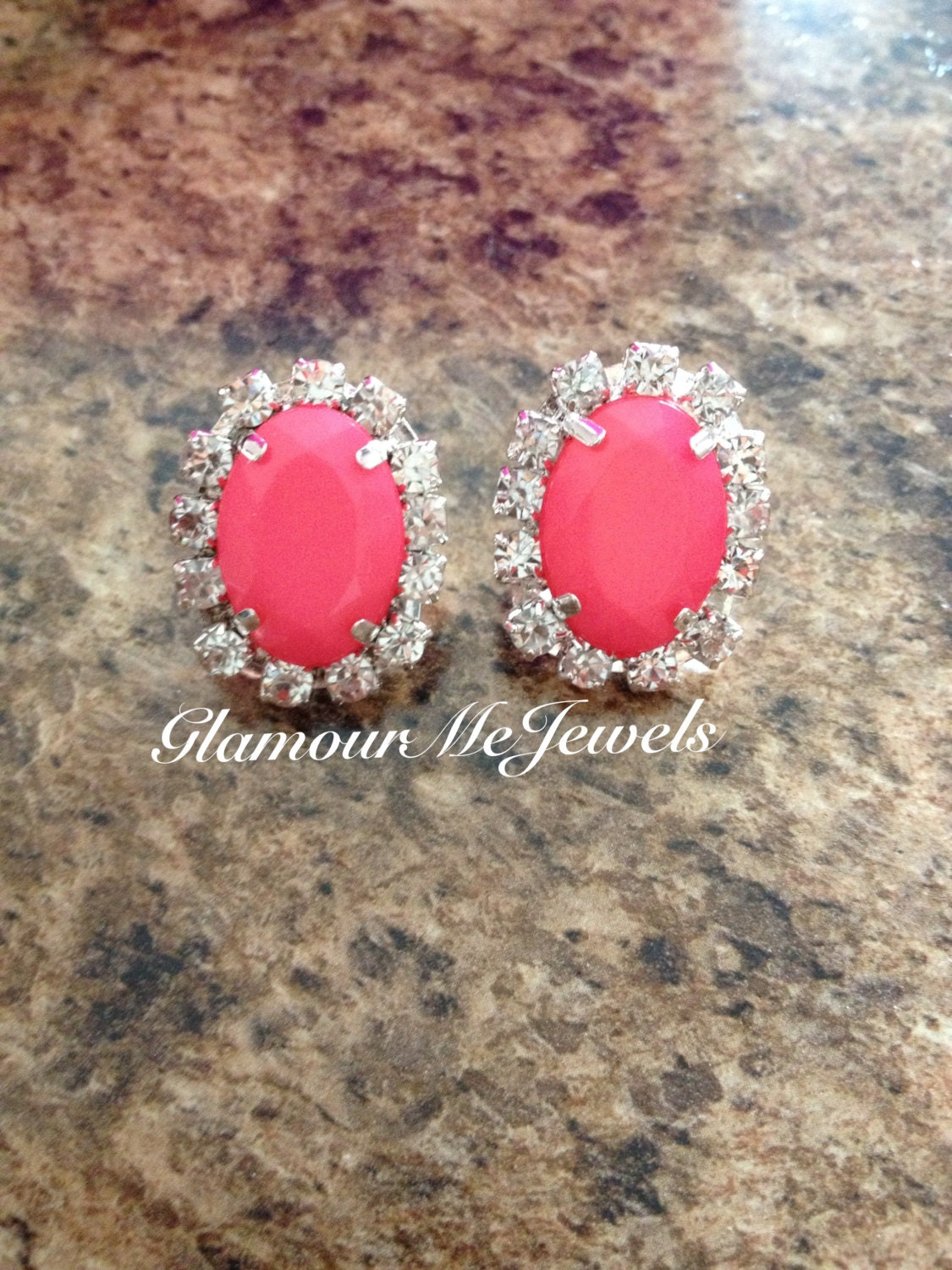 The DIANA - Pave Earring with Hand Painted Resin Design