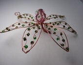 Copper wire rhododendron bud and leaves garden plant stake suncatcher decoration art - upcycled - great spring garden gift