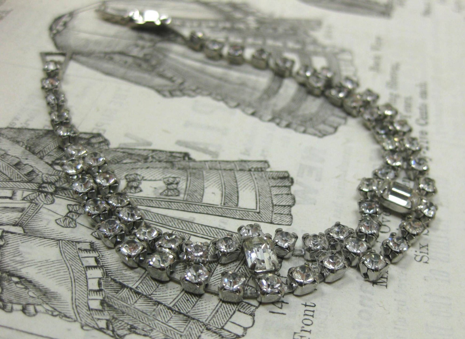 Clear Rhinestone Bracelet, Silver Tone, Vintage Bridal Wedding Jewelry