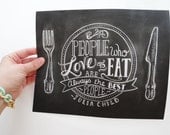 Julia Child Quote - 8x10 Print - Chalkboard Art - Kitchen Chalkboard Print - Kitchen Art -People Who Love To Eat - Hand Lettering