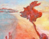 Original abstract landscape painting - Tropical beach 20" X 24" canvas