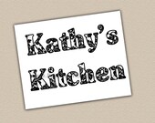 Personalized - Glass Cutting Board - 12 x 16 - Black & White Floral Design