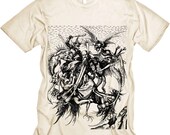 Inferno Hell Torn by Demons Woodcut (cream) MENS American Apparel Tshirt