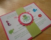 Under the Sea, Sea, Beach, Baby Shower, Birthday, Handmade Invitation, Boy or Girl