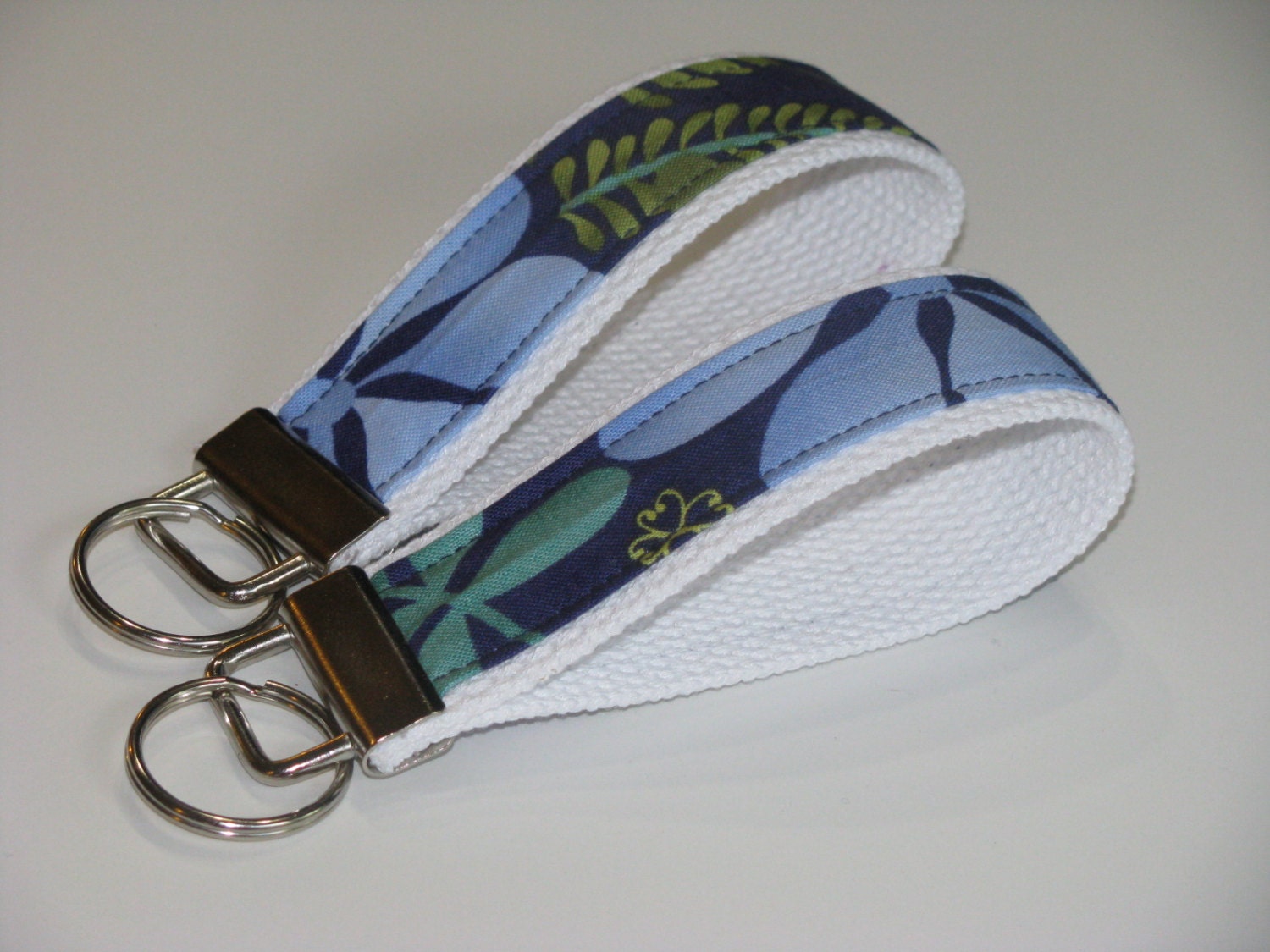 Navy Floral Key Chain