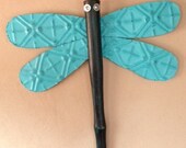 Distressed Turquoise & Black Antique Tin Dragonfly