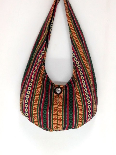 Handmade Woven Bag - Purse Tote bag bag Thai Cotton Bag Hippie bag Hobo bag Boho  bag Shoulder bag - Elephant button -