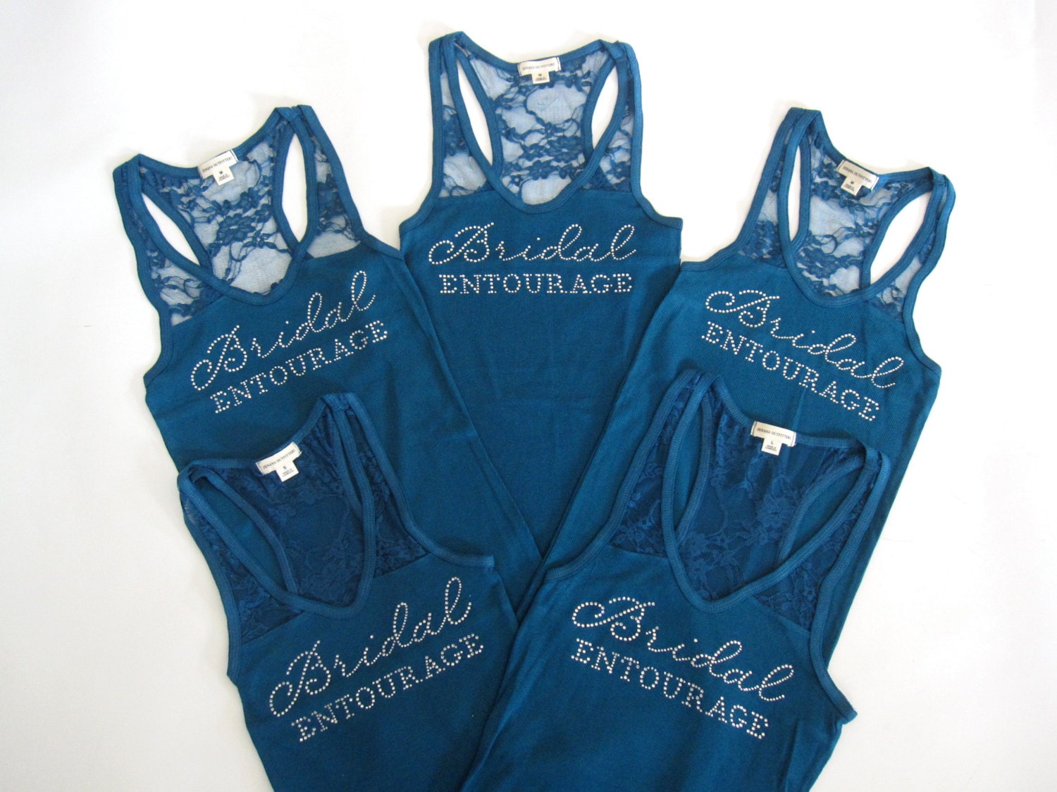 5 Bridal Entourage Tank Top Bridesmaid Shirt. Half Lace.  Team Bride, Bachelorette Party. White, Black, Blue, Purple, Pink, Yellow, Coral