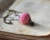 Romantic Pink Necklace - Wooden Crochet Necklace - Mothers day jewelry