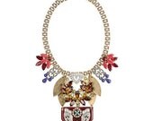 2013 Luxury Tangerine Gem Crystal Glass Stone Petal Rhinestone Cluster Wedding Party Gift Bridal Statement Bib Necklace