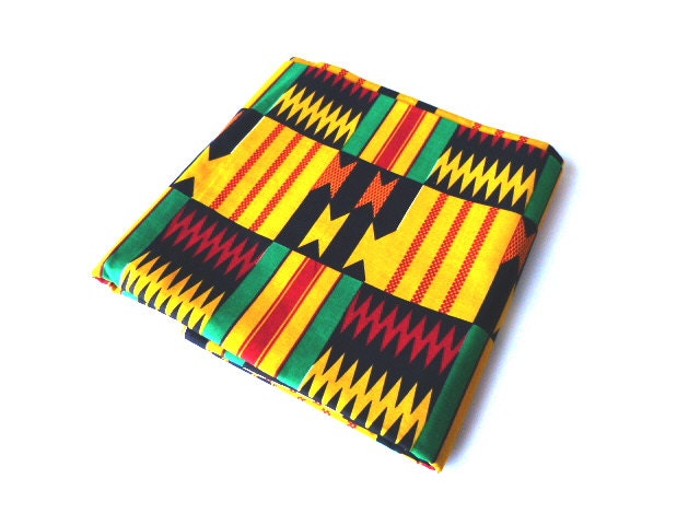 Fabric,  Kente cloth, African Fabric  Kente print    Multicolored, Yellow, Per Fat Quarter, Supplies  No. KF028A