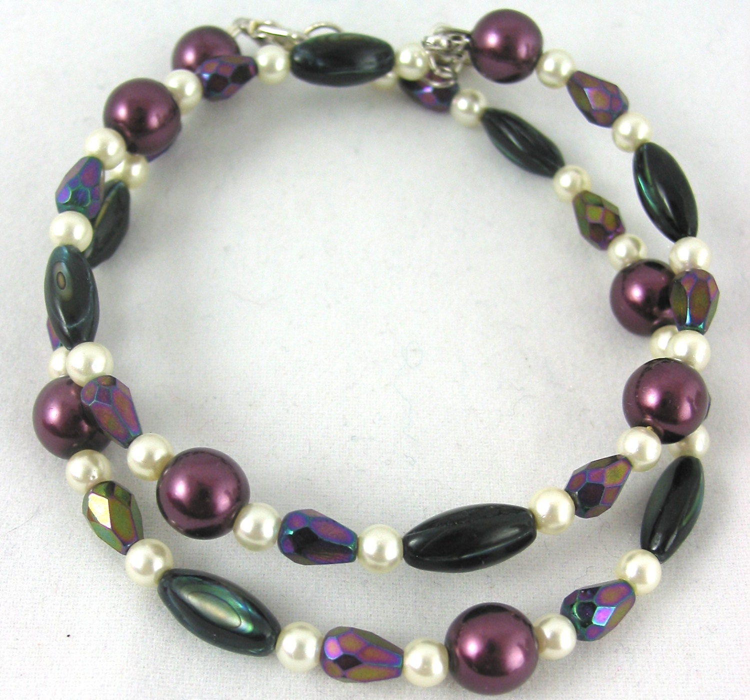 2 Purple Shimmer with purple and white Bracelets