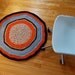Crochet Rag Rug, Recycled Material, Orange, Blues, Cotton, Child's Room, Kitchen, Throw Rug, Bath Mat, Welcome Mat